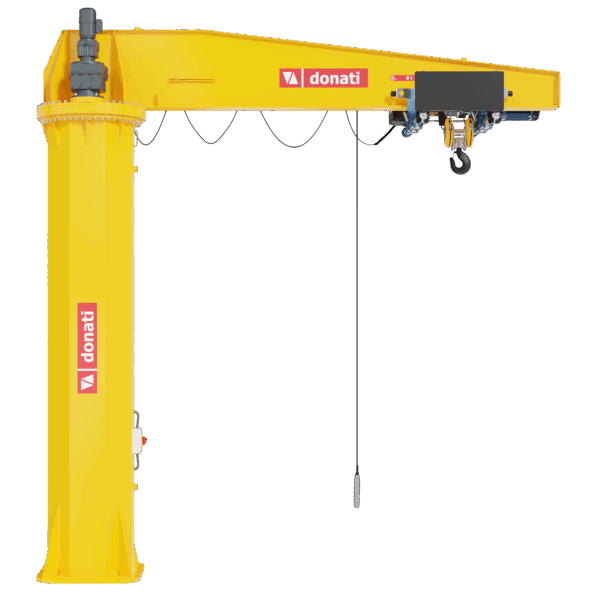 Donati GBR Series Electrically Rotated Column Jib Crane Yellow with hoist