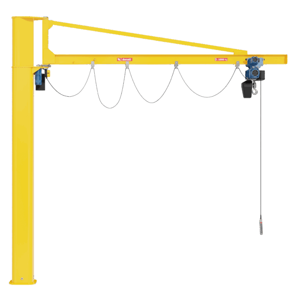 Donati Powered 280° Slewing Column Jib Crane – Series CBE H-Version Yellow