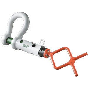 Green Pin® Guided Pin ROV Shackle with Fishtail Handle – GPROV5362F, Grade 8 Subsea Polar Release & Retrieve Shackle