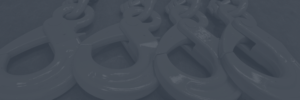 Lifting Gear Products hooks banner image for LOLER services in Sheffield page blue