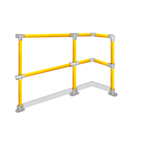 MezzBarriers C42 – 42.4 mm Mezzanine Deck Mounted Handrail Kits to BS EN ISO 14122-3:2016 - Safety Yellow