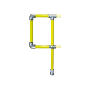 MezzBarries C42 Safety Yellow Tube Clamp Ready-Made ‘P’ End Post with 300 mm Extension